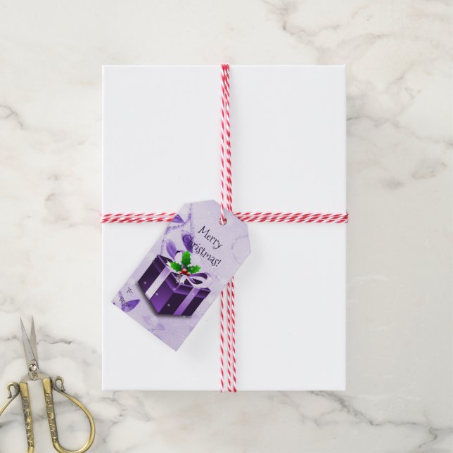 Para Presente Etiqueta de presentes de Natal roxo (Com cordão)