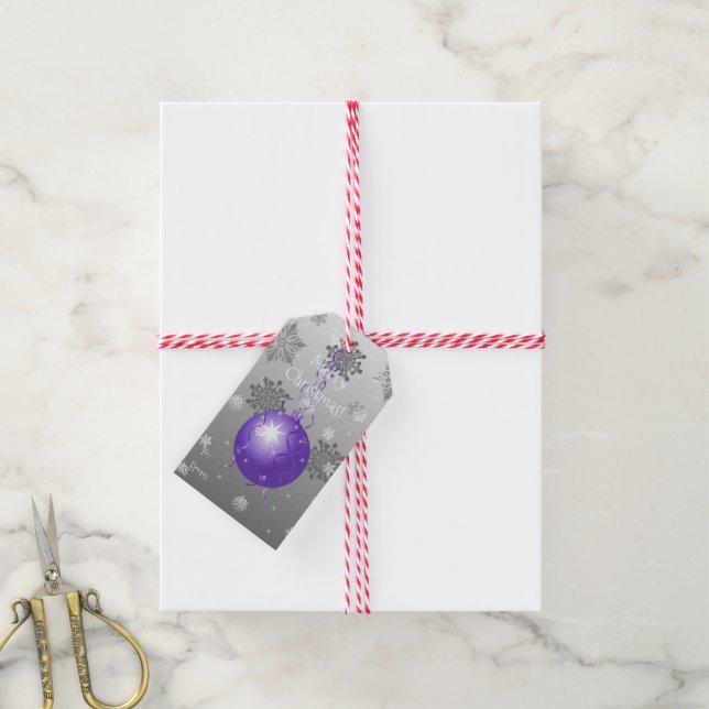 Para Presente Etiqueta de presentes do Enfeites de natal roxo (Com cordão)