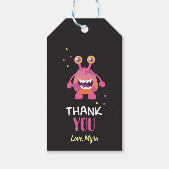 Para Presente Etiqueta de presentes do monstro rosa (Frente)