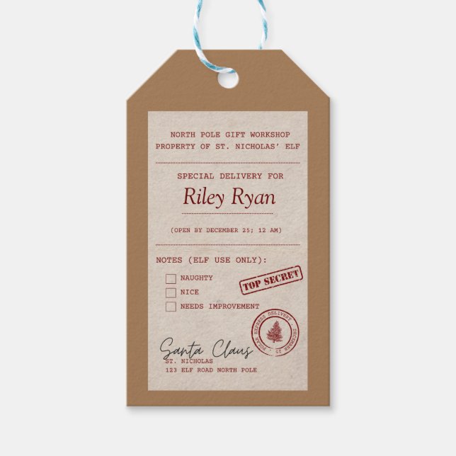 Para Presente Etiqueta de presentes personalizada a partir de Pa (Frente)