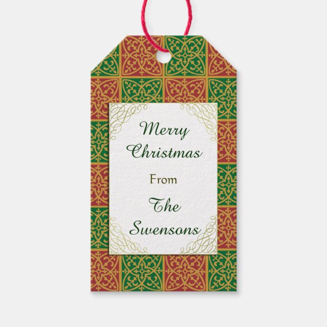 Para Presente Etiqueta de presentes verde-vermelhos de Natal per (Frente)