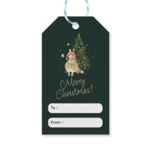 Etiqueta de saudação de Natal bege e verde