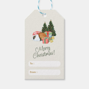 Para Presente Etiqueta de saudação de Natal bege e verde