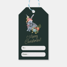 Para Presente Etiqueta de saudação de Natal bege e verde