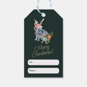 Para Presente Etiqueta de saudação de Natal bege e verde
