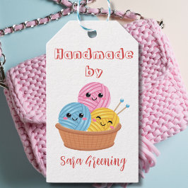 Para Presente Etiqueta de tricô feita à mão, etiqueta de cuidado