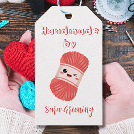 Para Presente Etiqueta de tricô feita à mão, etiqueta de cuidado