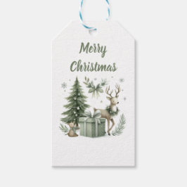 Para Presente Etiqueta Elegante de Árvores de Natal & Reindeer G