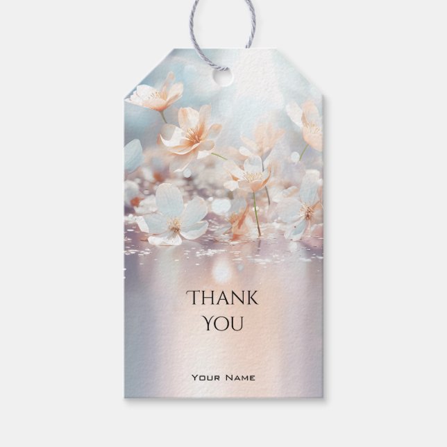 Para Presente Etiqueta Floral de Pêssego Branco (Frente)
