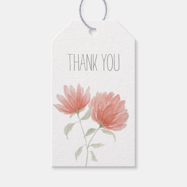 Para Presente Etiqueta Floral de Pêssego de Aquarela (Frente)