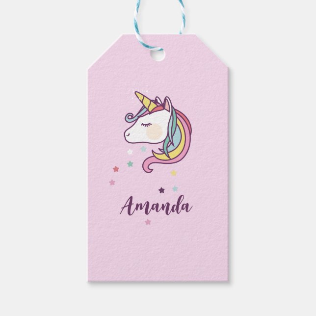 Para Presente Etiqueta GIFT Unicorn com nome (Frente)