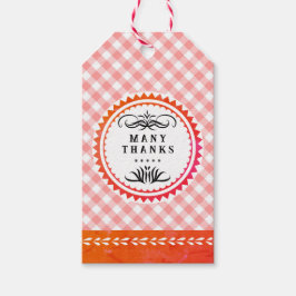 Para Presente Etiqueta Gingham Gift Laranja