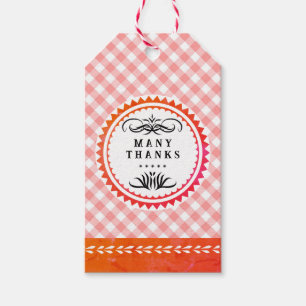 Para Presente Etiqueta Gingham Gift Laranja