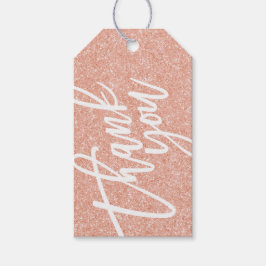 Para Presente Etiqueta Glitter Dourada do rosa Obrigado