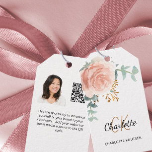 Para Presente Etiqueta Instagram rosa monogramas de negócios QR 