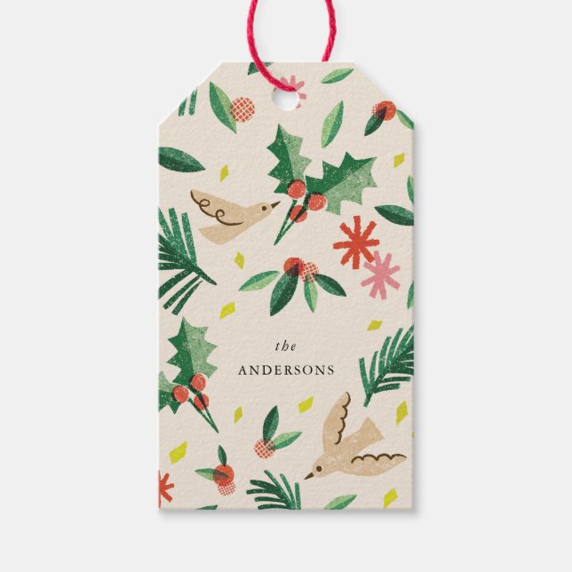 Para Presente Etiqueta Joyful Woodland Bird Feriado Natal Gift (Frente)