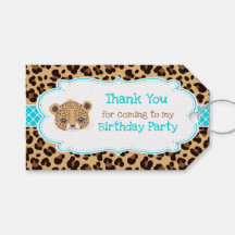 Etiqueta 'Obrigado' com Estampa de Leopardo Azul Q