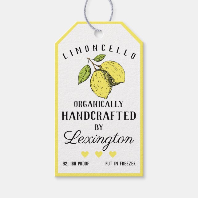 Para Presente Etiqueta Orgânica Limoncello Liqueur Bottle Hang | (Frente)