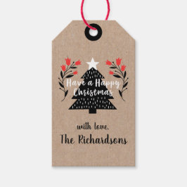 Para Presente Etiqueta Rustic Kraft Christmas Tree Gift