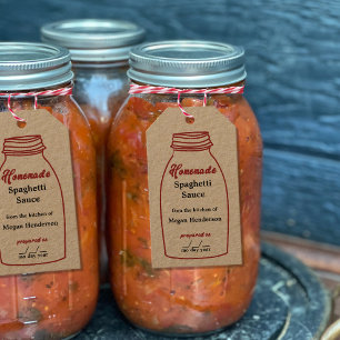 Para Presente Etiqueta Rústica de Tripulação Vermelha Jar Kraft 