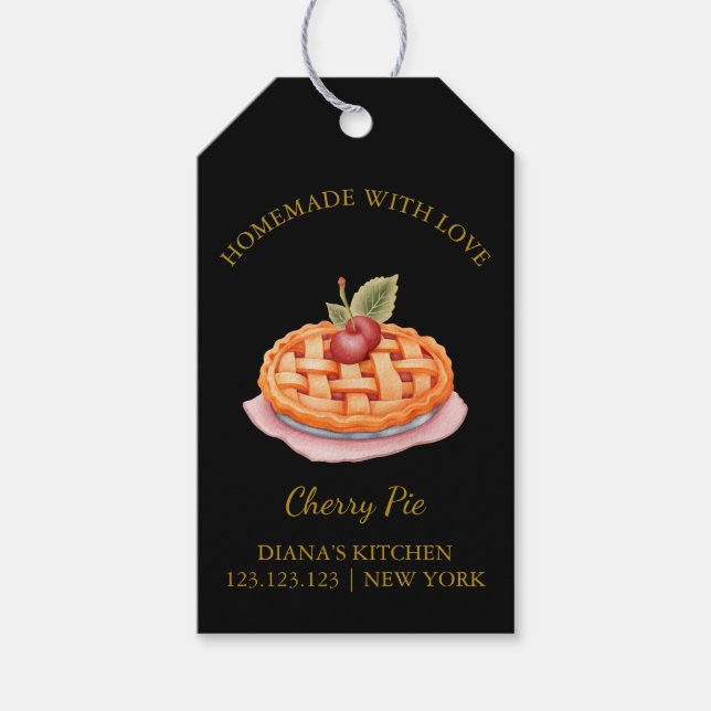 Para Presente Etiqueta Simples de Pizza Hang Preta (Frente)