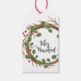 Para Presente Etiqueta Tarjeta Corona Feliz Navidad