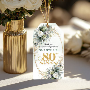 Para Presente Etiqueta Verde Botânica Boho 80º Aniversário