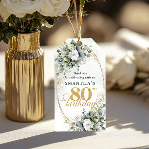 Para Presente Etiqueta Verde e Dourada de 80º Aniversário Boêmio