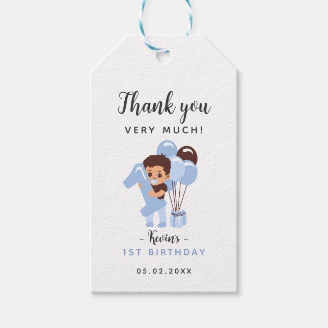 Para Presente Favor do primeiro aniversario Obrigado, Etiqueta (Frente)