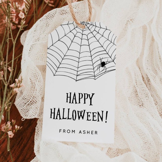 Para Presente Feliz Halloween Teia de Aranha Etiqueta de Present (Criador carregado)