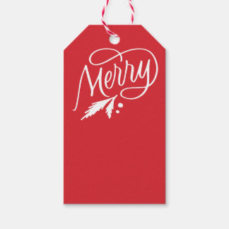 Para Presente Feliz Holly Evergreen brilhante etiqueta vermelha