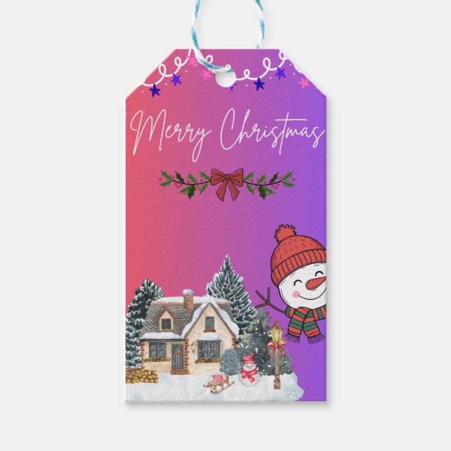 Para Presente Feliz Natal Etiqueta Festiva (Frente)
