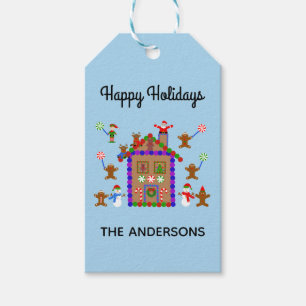 Para Presente Feliz Natal Gingerbird House #2 Etiqueta de presen