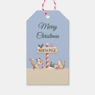 Para Presente Feliz Natal Pólo Norte Gatos Fofos Etiqueta de Pre