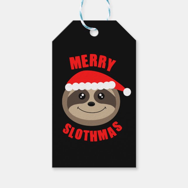 Para Presente Feliz Slothmas Sloth Xmas - Etiqueta de Natal (Frente)