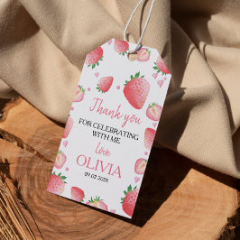 Para Presente Festa de aniversário de morango Obrigado Etiqueta