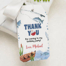 Festa de aniversário De Pesca Obrigado Etiqueta