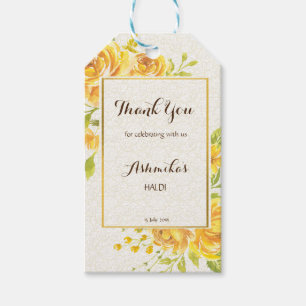 Para Presente Flores amarelas nome personalizado Haldi etiqueta
