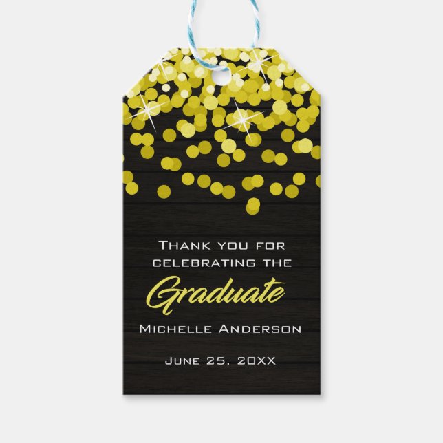 Para Presente Formando Confetti Dourado Obrigado Etiqueta de Gra (Frente)