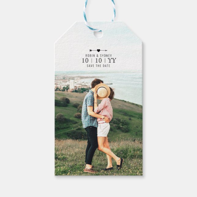 Para Presente Foto leve | Salvar a data | Etiqueta de presentes (Frente)