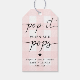 Para Presente Gingham Cor-De-Rosa Pop Quando Ela Pop A Etiqueta