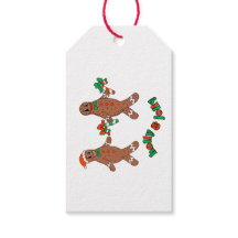 Holly & Jolly Retro Gingerbird Etiqueta de present