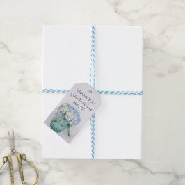 Para Presente Hydrangeas Azuis na Etiqueta de Favor do Casamento