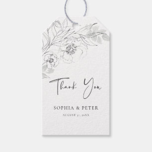 Para Presente Ilustração Floral Botânica Obrigado Etiqueta