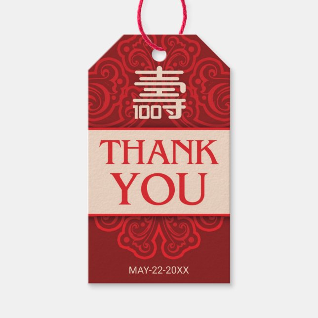 Para Presente "Longevidade" Chinesa 100º Aniversário da Etiqueta (Frente)