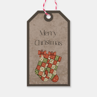 Para Presente Meias de Retalhos em Cores de Natal Etiqueta de Pr