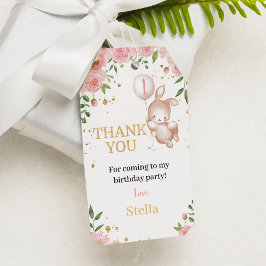 Para Presente Noivado Floral Coelhinho Rosa Obrigada Etiqueta De