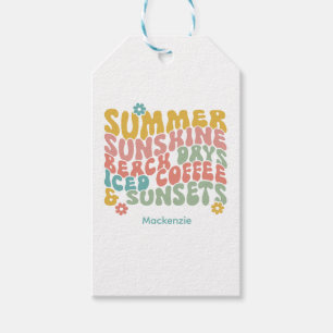 Para Presente Nome de etiqueta de Monograma Retro Groovy Summer 