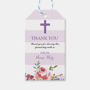 Para Presente Obrigado etiqueta o roxo religioso floral do favor