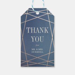 Para Presente Opalina Azul Profundo e Dourada Obrigado Etiqueta 